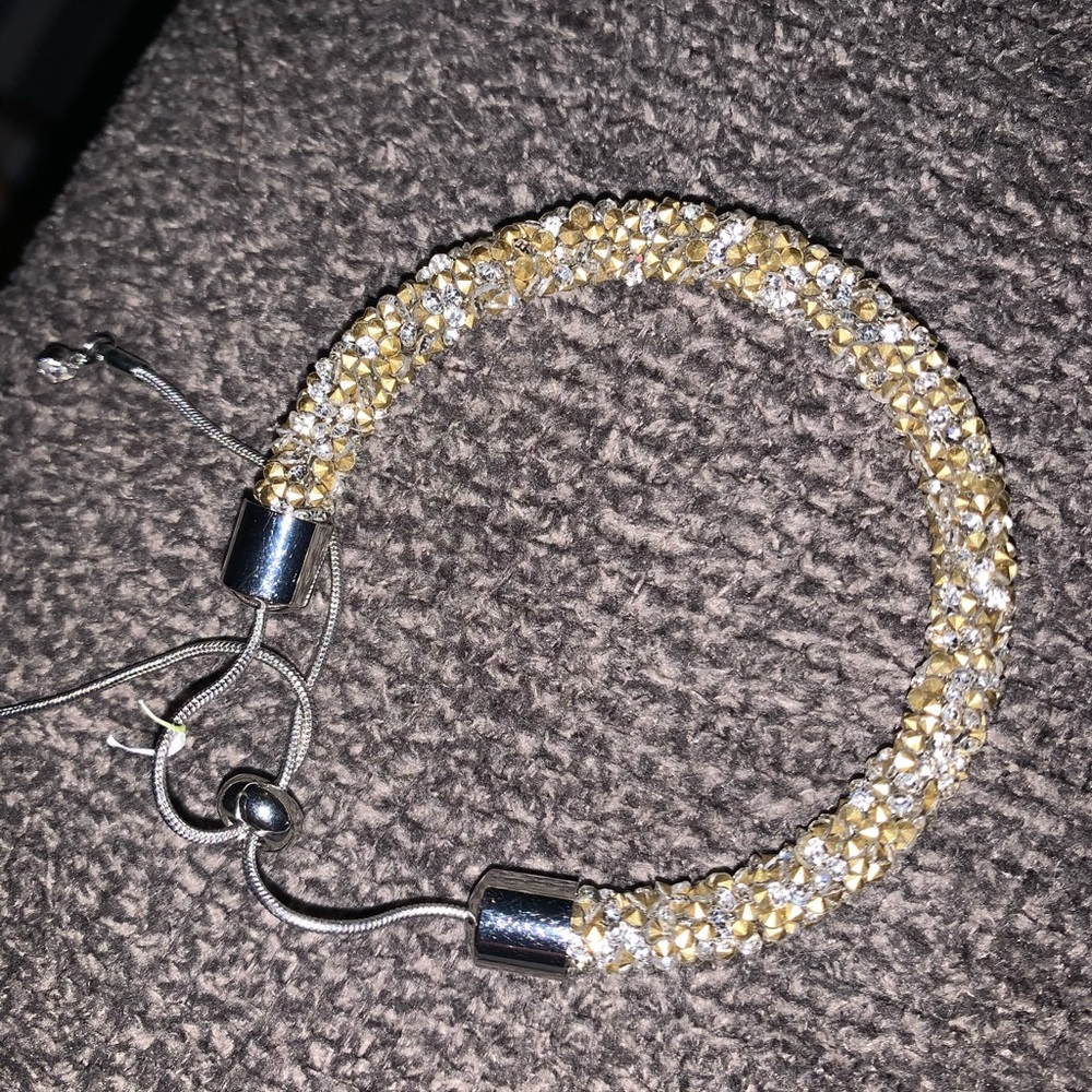 Gold and silver colored crystal bracelet